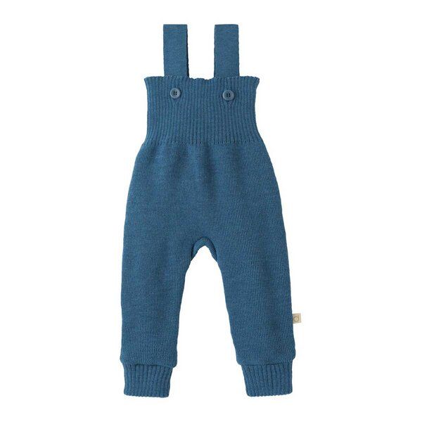 Pantaloni salopette in maglia di lana merino bio 0-4 anni // dove blue
